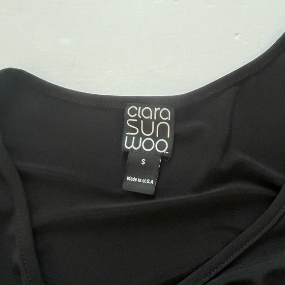 Clara Sun Woo Kerchief Angle Asymmetrical Hem Tunic Small Black - Picture 2 of 7